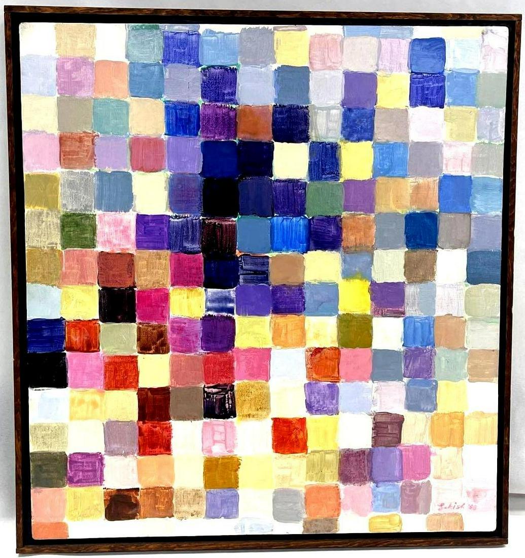 Abstract Squares By David Lakish: Abstract Squares By David Lakish Acrylic On Masonite 22" x 231/2"