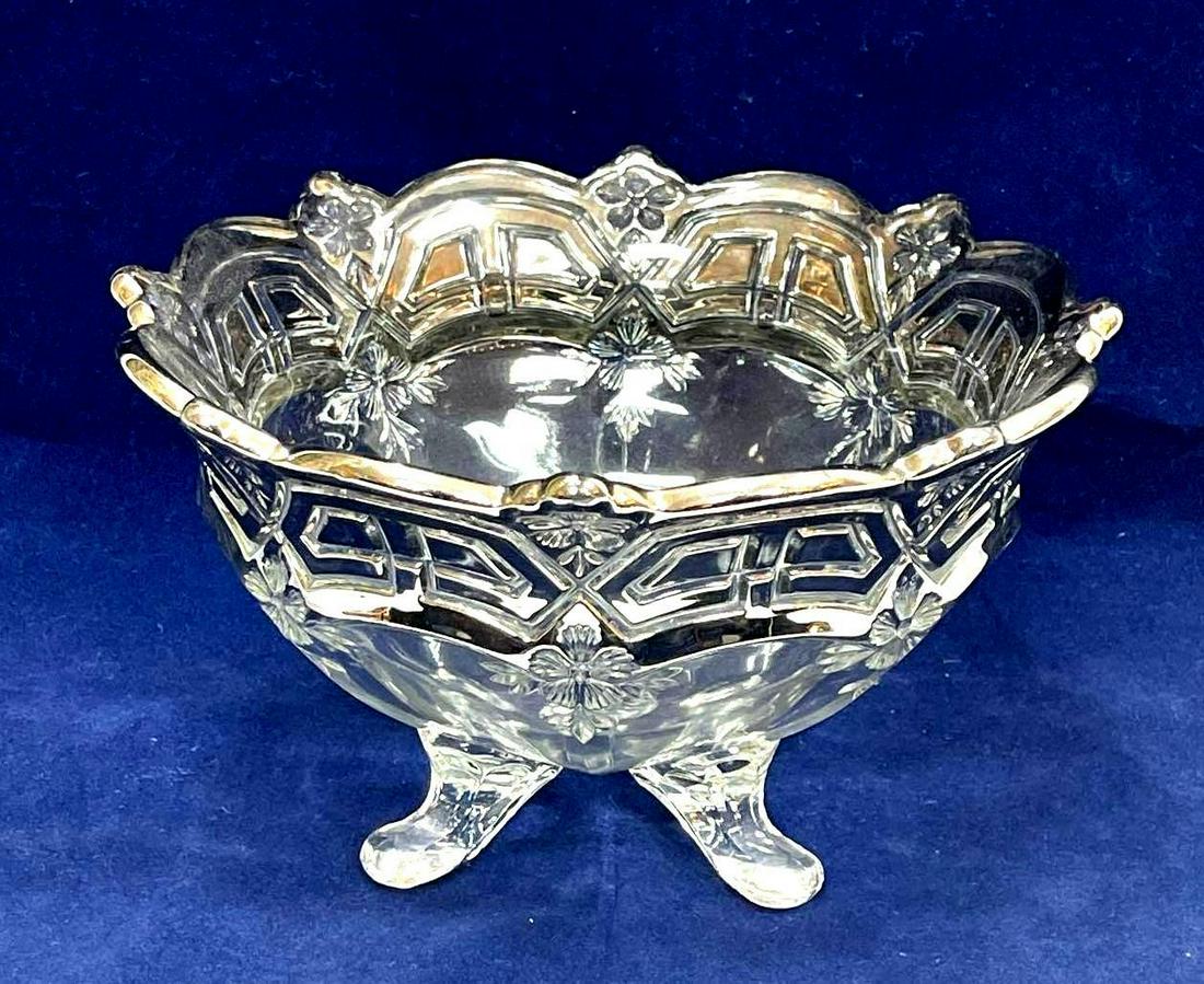 Footed Glass Crystal Salad/ Fruit Bowl (1 of 2)
