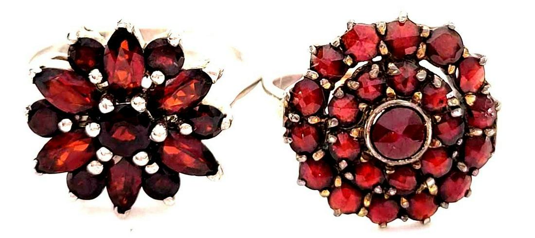 Two (2) Sterling Silver Garnet Cluster Rings (1 of 3)