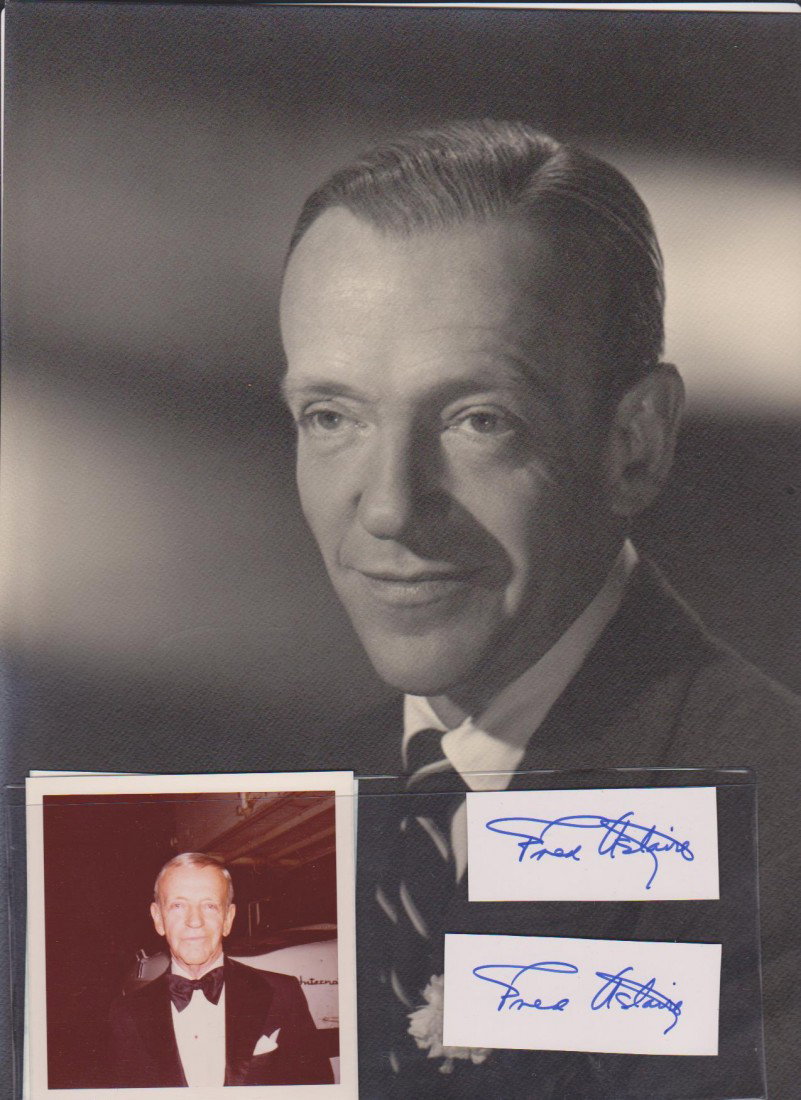 Fred Astaire 1899-1987, 2 Autograph Signatures, 1: Fred Astaire 1899-1987, 2 Autograph Signatures, 1 Large Black & White Photo and 3 Pictures. Was an American film and Broadway stage dancer, choreographer, singer and actor. His stage and subsequent fi