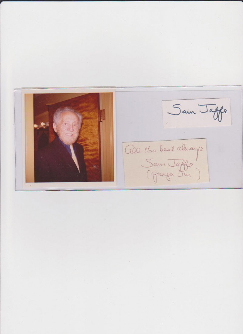 Sam Jaffe 1891-1984, 2 Autograph Signatures & 1 Ph: Sam Jaffe 1891-1984, 2 Autograph Signatures & 1 Photo, was an American actor, teacher, musician and engineer. In 1951, he was nominated for the Academy Award for Best Supporting Actor for his performa