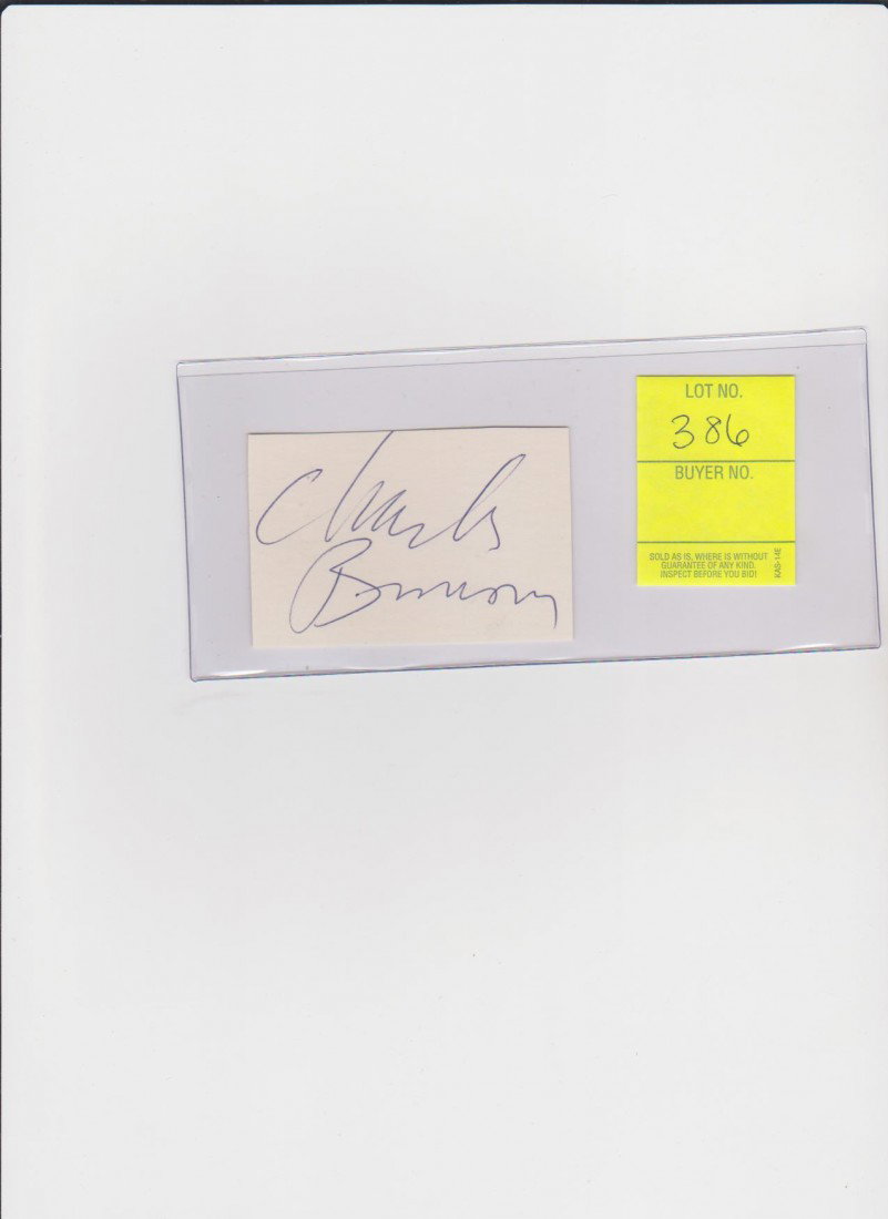 Charles Bronson 1921-2003, Autograph Signature, wa: Charles Bronson 1921-2003, Autograph Signature, was an American actor best known for his "tough guy" image. Bronson starred in films such as Once Upon a Time in the West, The Magnificent Seven, The Di