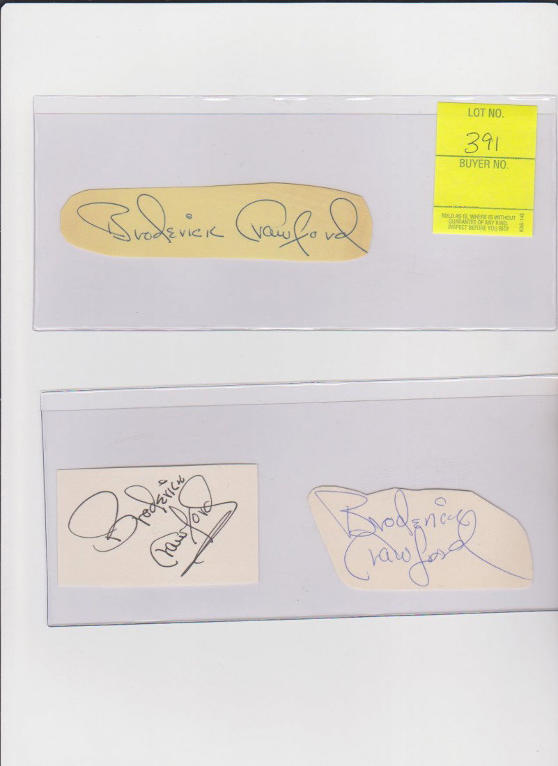 Broderick Crawford 1911-1986, 3 Autograph Signatur: Broderick Crawford 1911-1986, 3 Autograph Signatures, was an Academy Award-winning American stage, film, radio and TV actor, often cast in tough-guy roles and best known for his starring role in the t