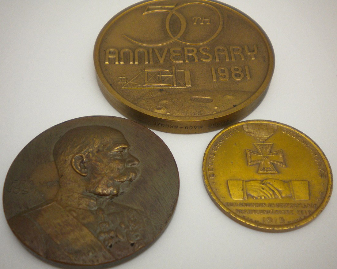 1915 German Medal & 1914 Medal, 1981 50th Annivers: 1915 German Medal & 1914 Medal, 1981 50th Anniversary American Institute of Aeronautics & Astronautics Medal