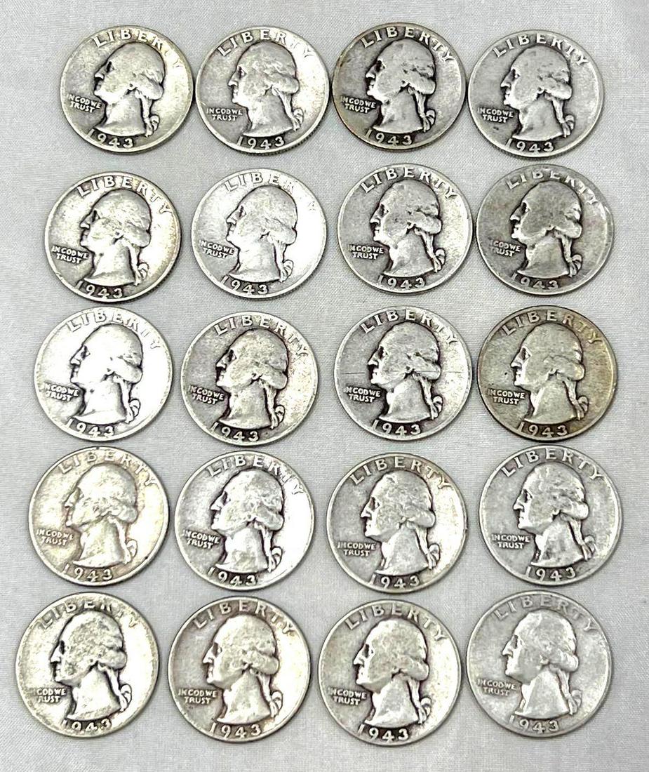 (20)1943 S Washington Quarter San Francisco Mint: (20) 1943 S Washington Quarter San Francisco Mint