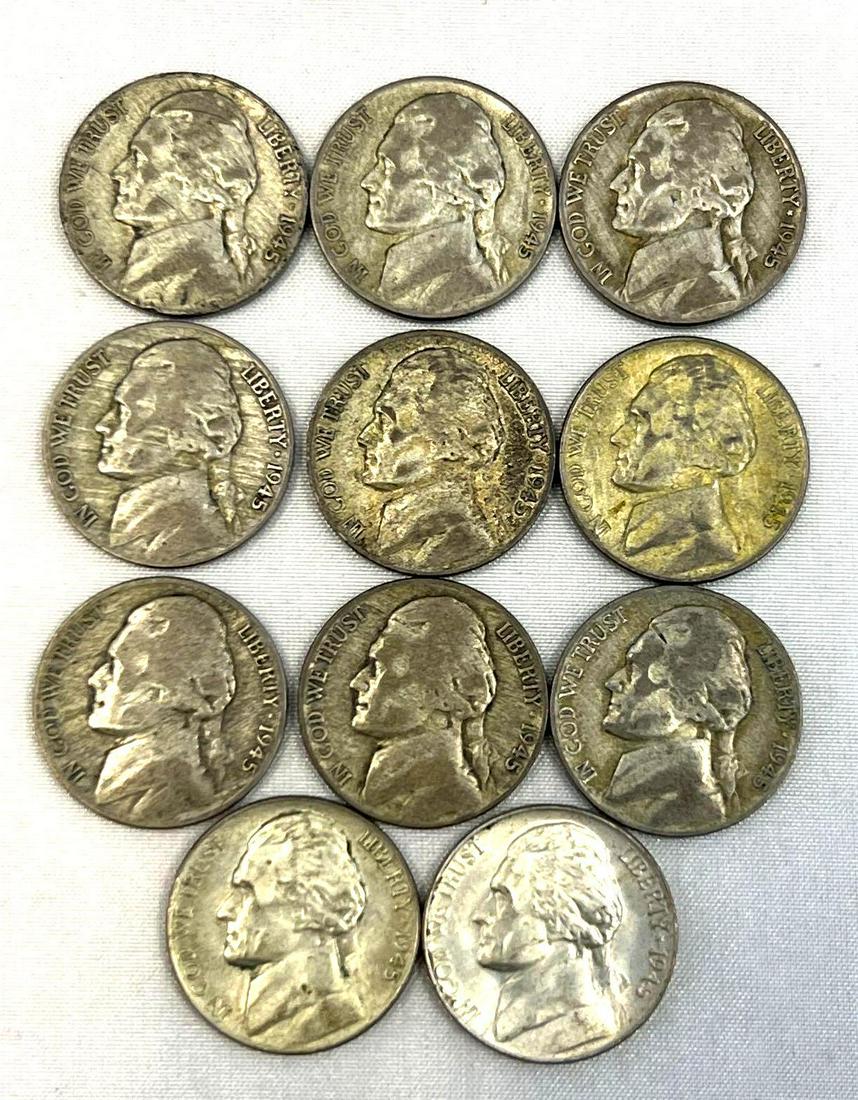 (11)1945 P The Last Wartime Nickel Produced By The Philadelphia Mint.: (11)1945 P The Last Wartime Nickel Produced By The Philadelphia Mint.