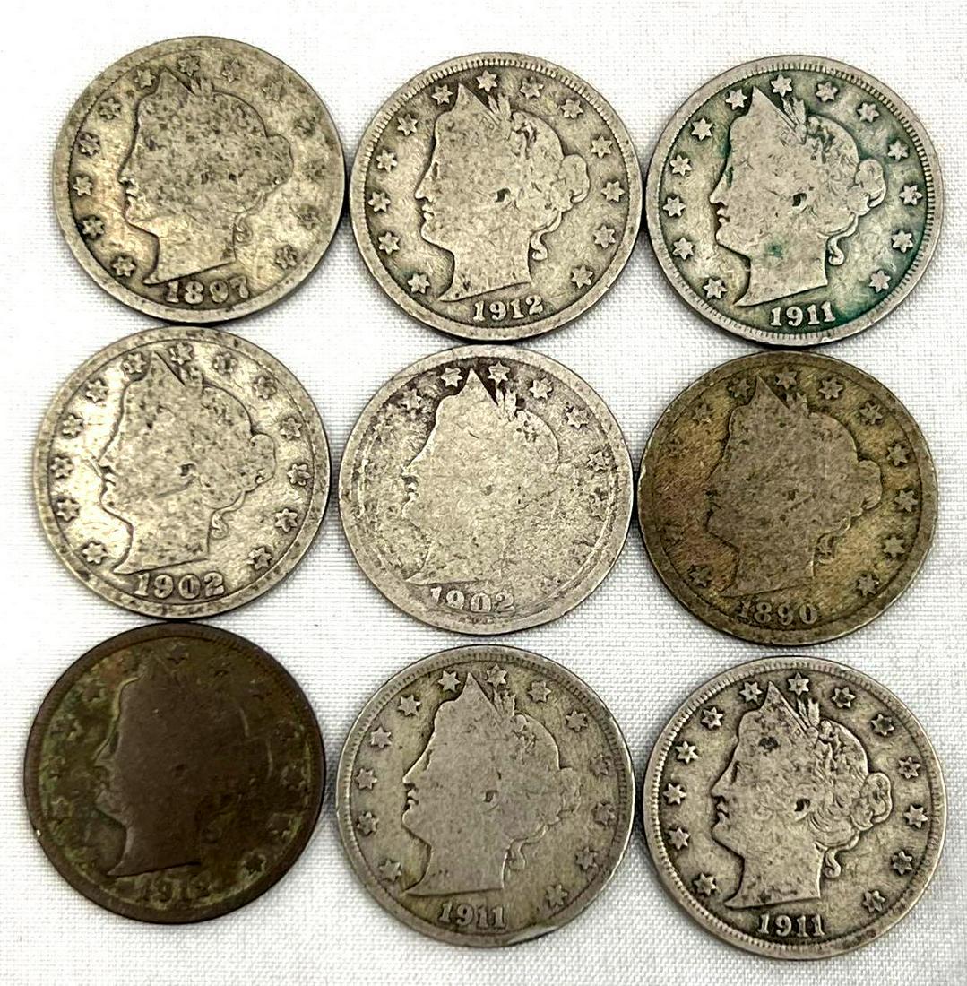 Collection Of Liberty Head Nickels: (9) Collection Of Liberty Head Nickels