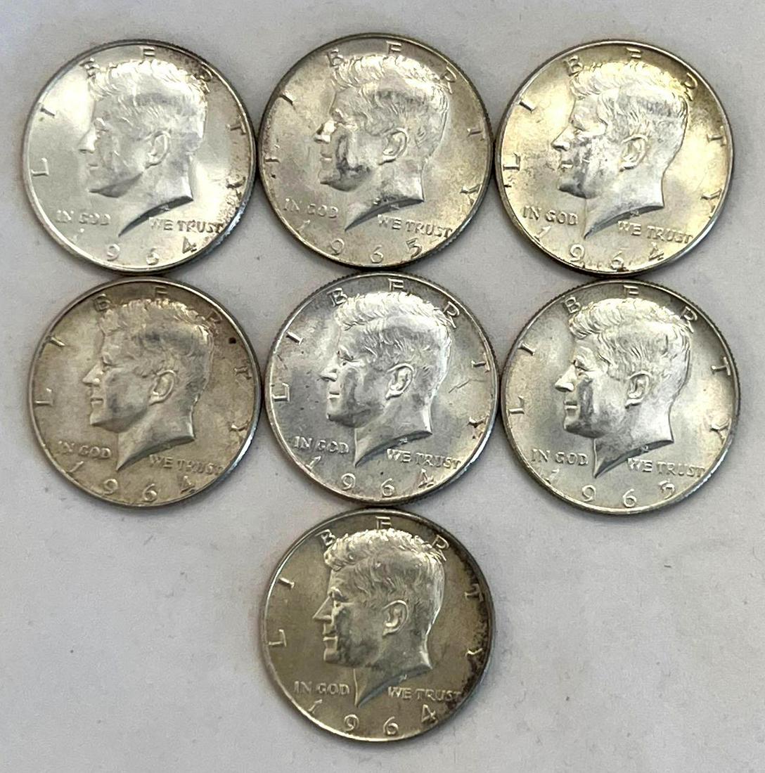 Seven 1964 Kennedy Half Dollar (1 of 3)