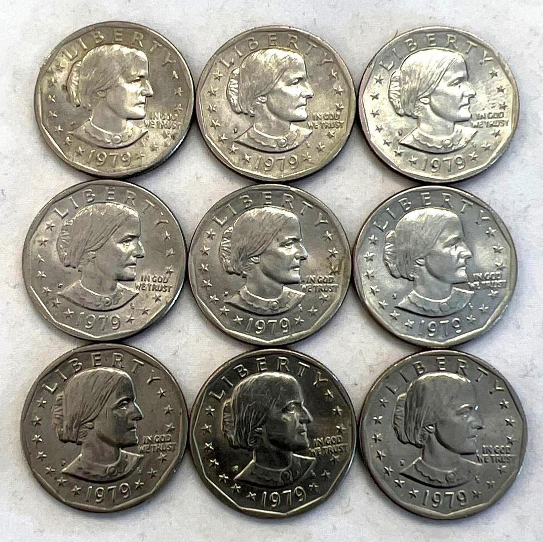Nine 1979 Liberty Silver Dollars (1 of 3)