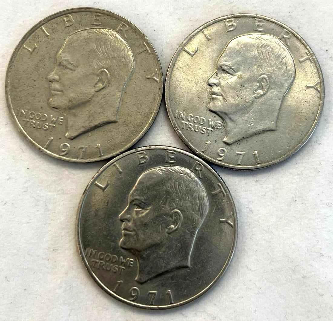 Three 1971 Eisenhour Silver Dollar (1 of 3)
