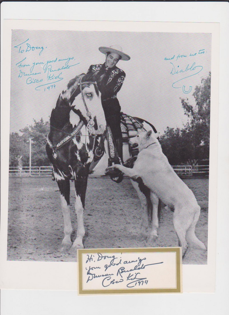 Duncan Renaldo 1904-1980, Signed Photograph, 3 Auto: Duncan Renaldo 1904-1980, Signed Photograph, 3 Autograph Signatures & 2 Pictures, American Actor who portrayed the Cisco Kid in film and on the 1950-1956 TV Series The Cisco Kid.
