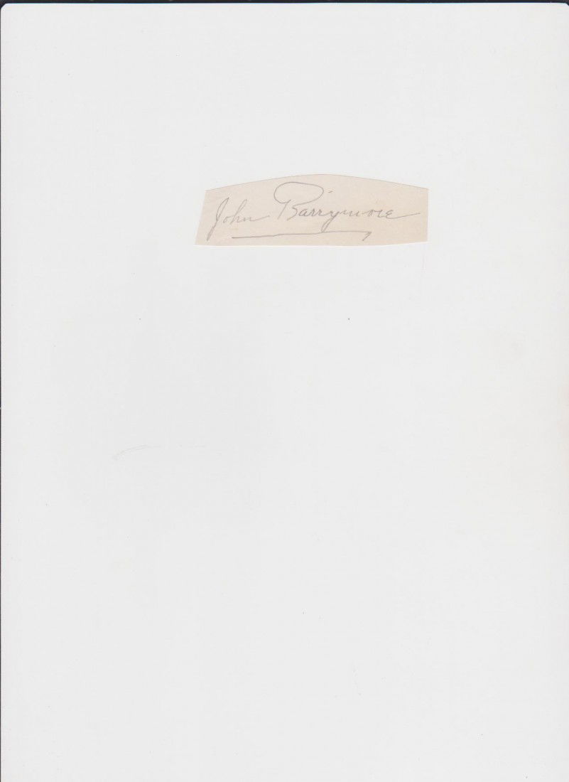 Autographed Signature John Barrymore 1882-1942, was: Autographed Signature John Barrymore 1882-1942, was an acclaimed American actor. He first gained fame as a handsome stage actor in light comedy, then high drama and culminating in groundbreaking portr