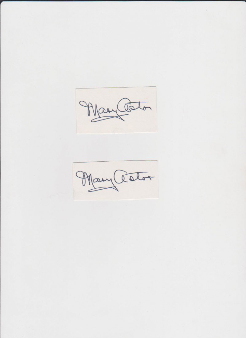 Mary Astor 1906-1987 2 Autograph Signatures Americ: Mary Astor 1906-1987 2 Autograph Signatures American Actress best known for her role as Brigid O'Shaughnessy in 1941 Maltese Falcon, Academy Award 1941 The Great Lie, she started her career in silent