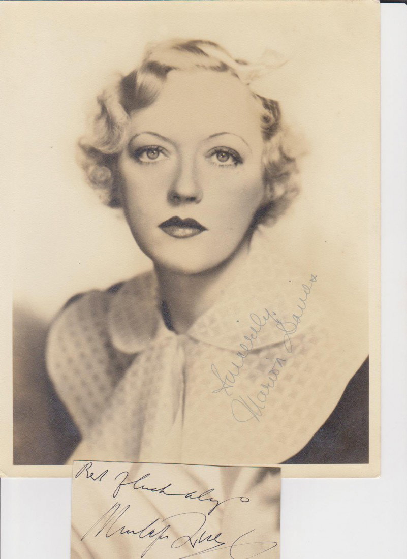 Marion Davies 1897-1961, Signed Photgraph and Auto: Marion Davies 1897-1961, Signed Photgraph and Autograph Signature, was an American film actress. Davies is best remembered for her relationship with newspaper tycoon William Randolph Hearst, as her hi