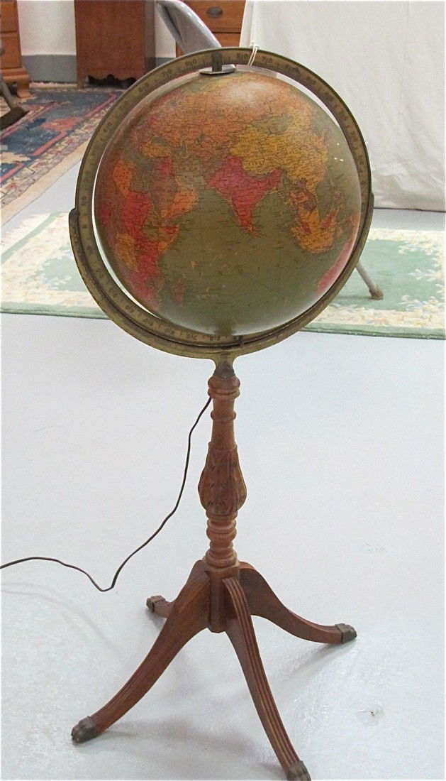 Vintage Floor Library Globe On Stand, Globe Has El: Vintage Floor Library Globe On Stand, Globe Has Electric Cord