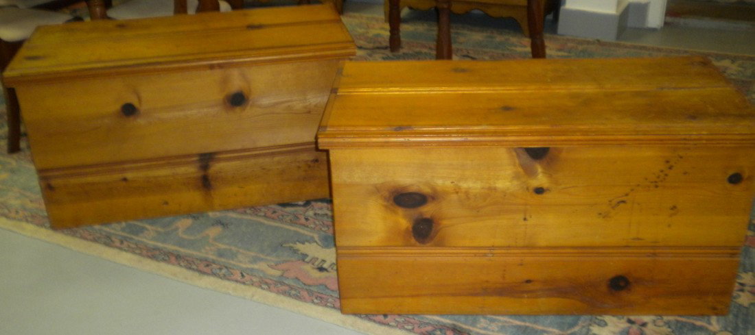 Pair of Antique Cedar Lined Trunks: Pair of Antique Cedar Lined Trunks