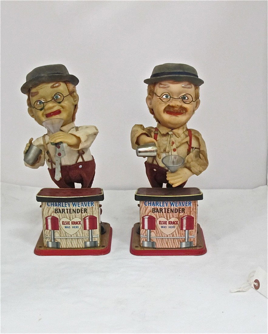 Pair of Battery Operated Charlie Weaver Bartender,: Pair of Battery Operated Charlie Weaver Bartender, Essie Krack was Here