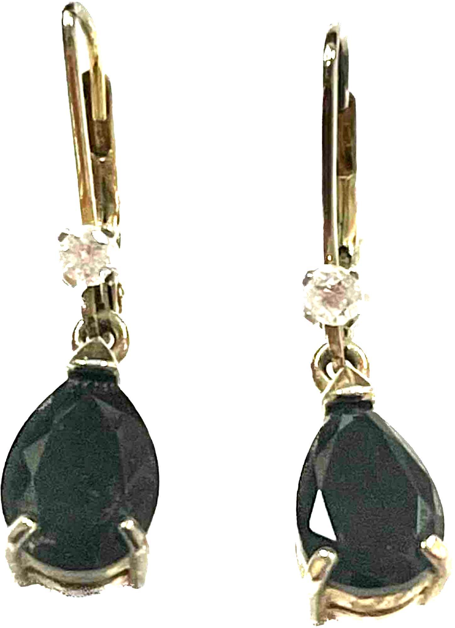Sterling Silver Black Onyx + Diamond Earrings (1 of 2)