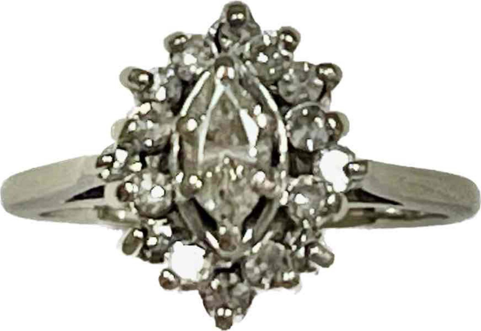 14k White Gold Marquis Diamond Cluster Ring (1 of 3)