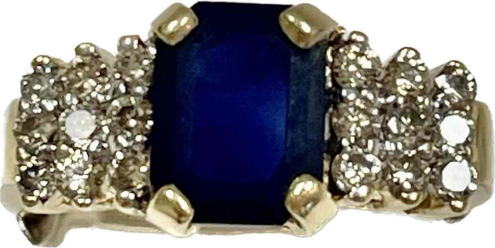 14k Yellow Gold Sapphire & Diamond Ring (1 of 4)