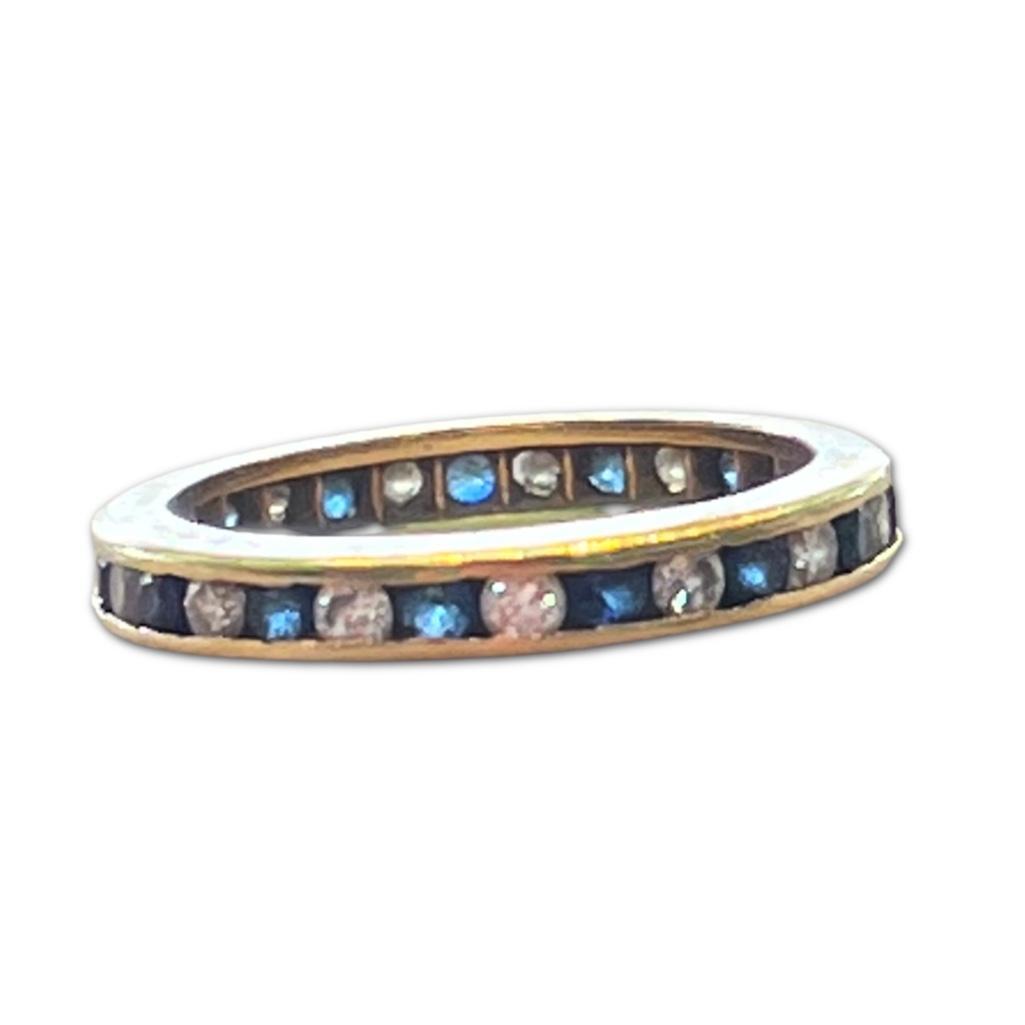 14k Yellow Gold Sapphire & Diamond Eternity Band (1 of 1)