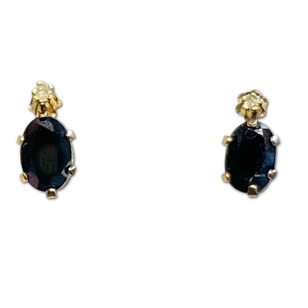 14k Gold Sapphire & Diamond Earrings (1 of 1)
