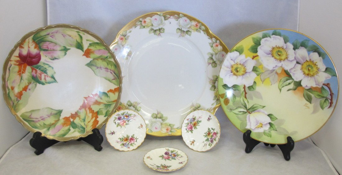 A Collection of Porcelain Plates Including: J&C Bav: A Collection of Porcelain Plates Including: J&C Bavaria, G.H.B. Company; Elite Works Limoges, Paris Hand Painted Plate; Hand Painted Royal Austria Plate; 3 Small Marlow England Plates