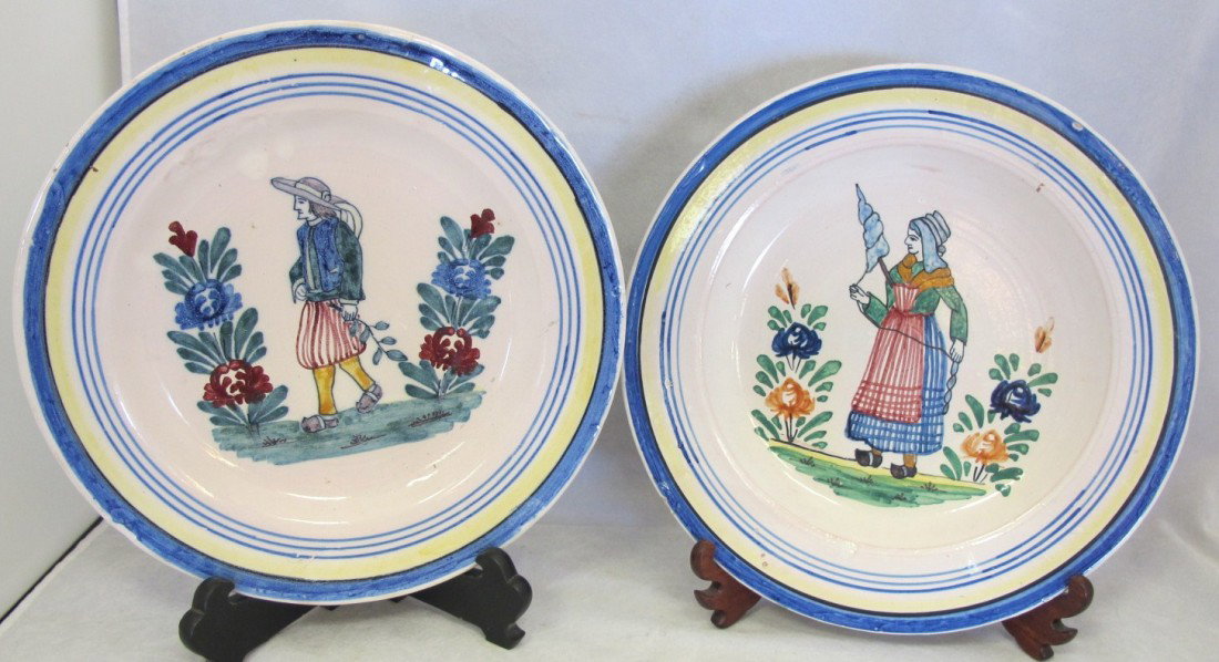 2 Painted Potteryware Glazed Danish Style Plates: 2 Painted Potteryware Glazed Danish Style Plates