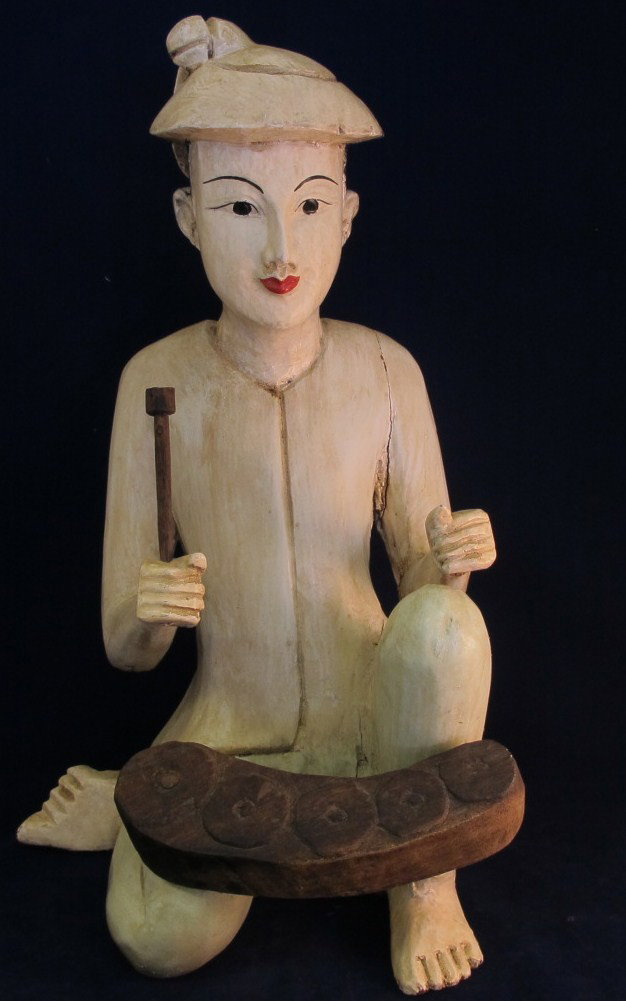 15" Carved Wooden Asian Figurine: 15" Carved Wooden Asian Figurine