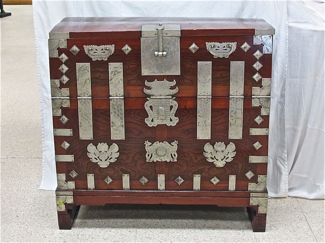 Red Pine Korean Pyong Yang Four Seasons Chest, Pyo: Red Pine Korean Pyong Yang Four Seasons Chest, Pyong Yang Area, North Korea, Early 20th Century