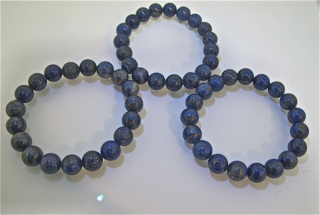 3 10mm Lapis Bead Bracelets: 3 10mm Lapis Bead Bracelets