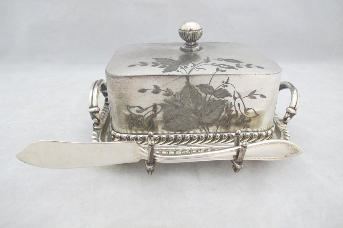 4 Piece Silver Plated Covered Butter: 4 Piece Silver Plated Covered Butter