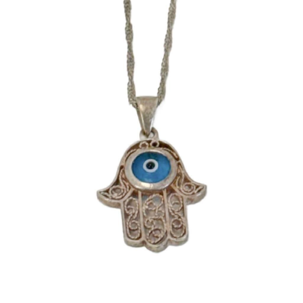 Turkish Sterling Silver Evil Eye Necklace (1 of 2)