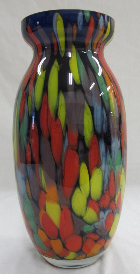 Cobalt Art Glass End of Day Vase, 17": Cobalt Art Glass End of Day Vase, 17"