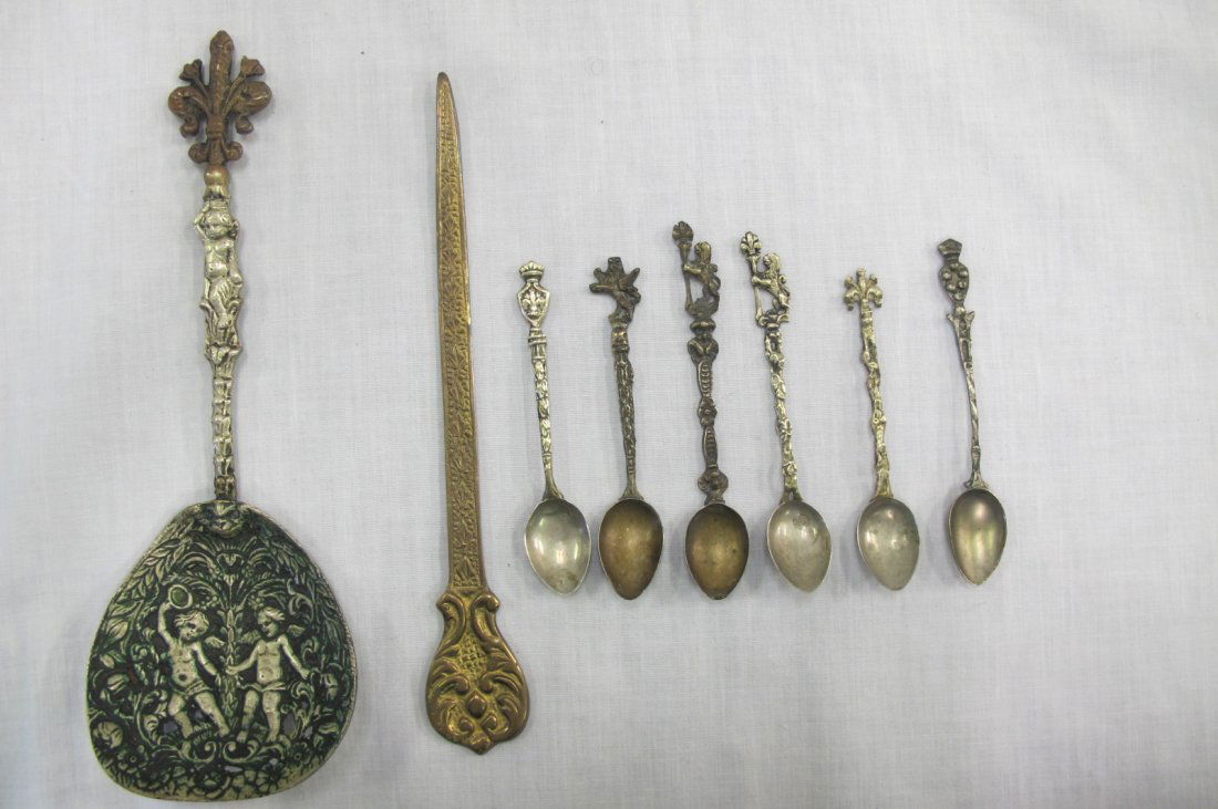 6 Demi Tasse Spoons, Letter Opener, Decorative Spoon: 6 Demi Tasse Spoons, Letter Opener, Decorative Spoon