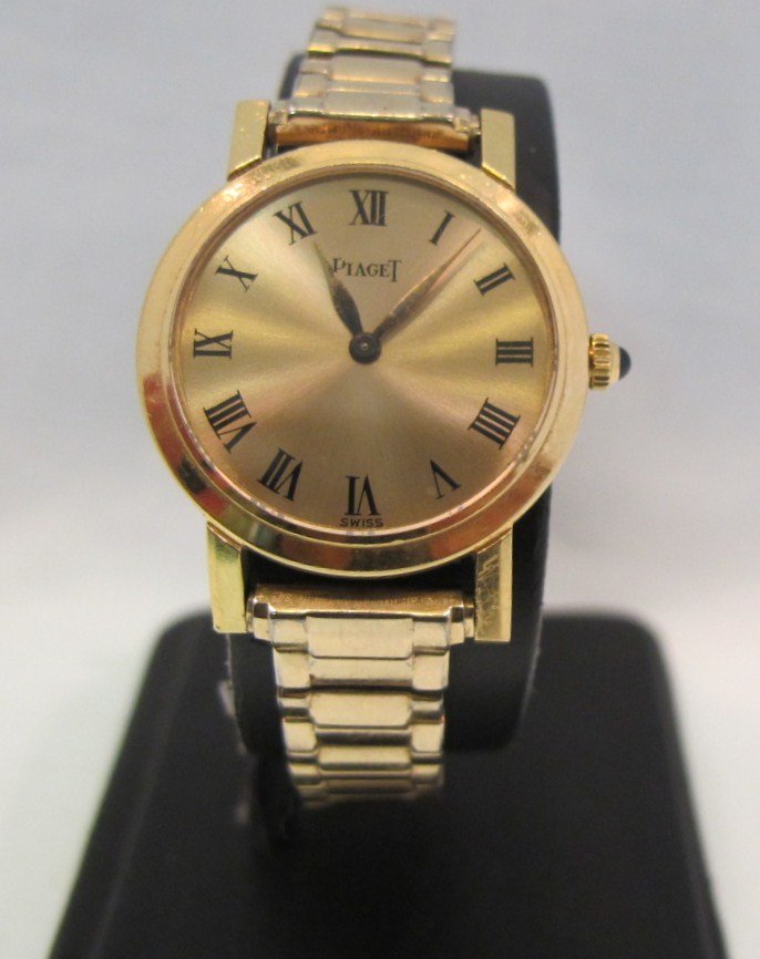 14K Yellow Gold Ladies Piaget Watch with Spiedel Watch: 14K Yellow Gold Ladies Piaget Watch with Spiedel Watch Band