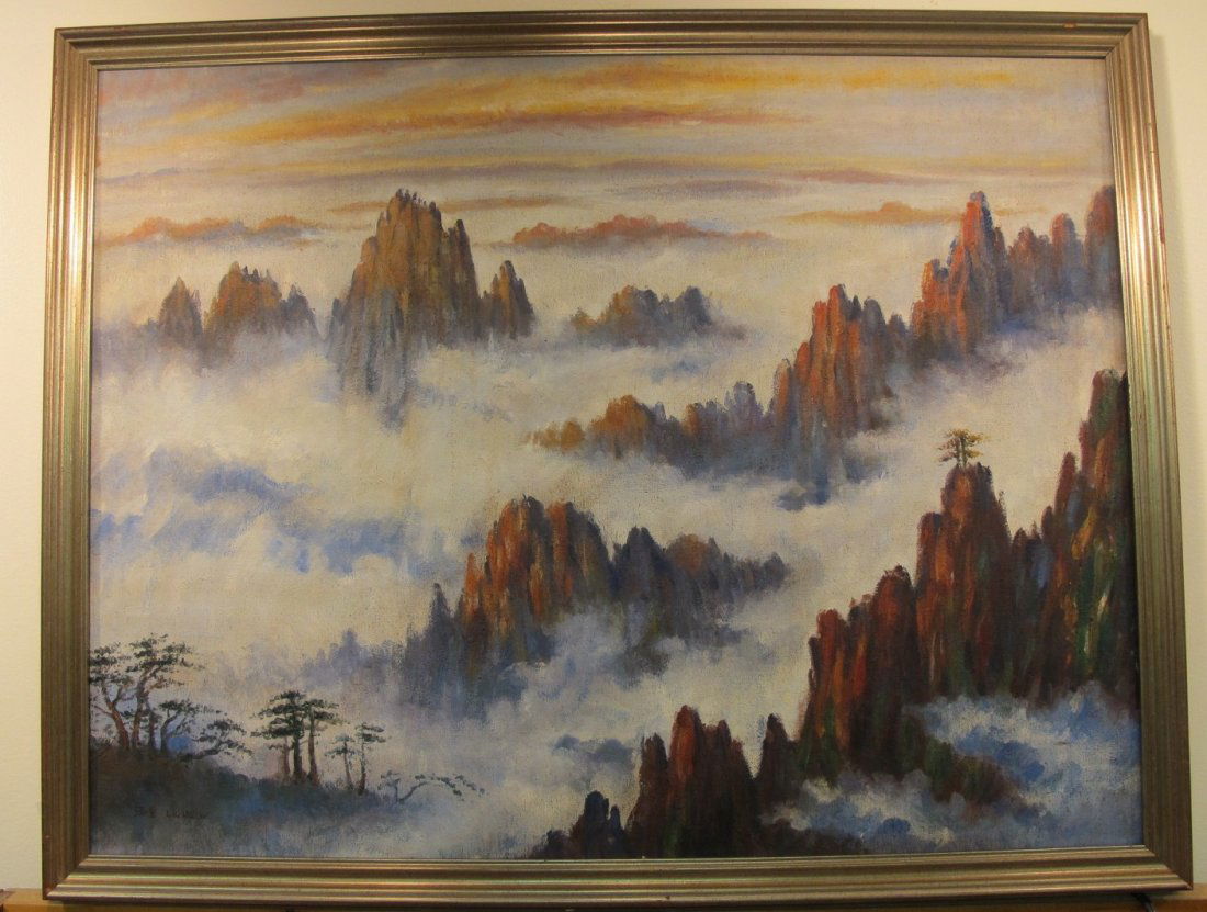 Yellow Mountain by Haisu Liu (1896-1994), Oil on Canva: Yellow Mountain by Haisu Liu (1896-1994), Oil on Canvas, Signed Bottom Left, 23" x 29 1/2". Liu Haisu was considered an Artist Rebel, he was a painter and a teacher and was a brilliant artist who used