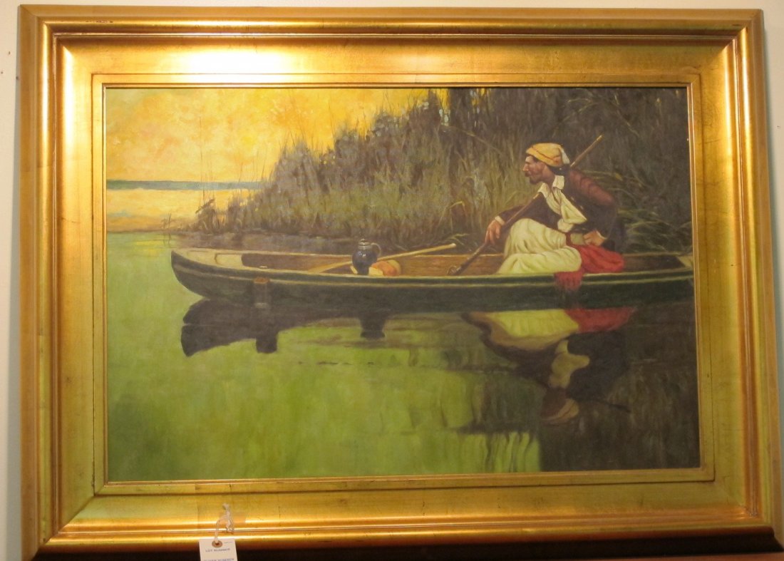 Fisherman, 22x33, Oil on Canvas, After Frank Schoonover: Fisherman, 22x33, Oil on Canvas, After Frank Schoonover