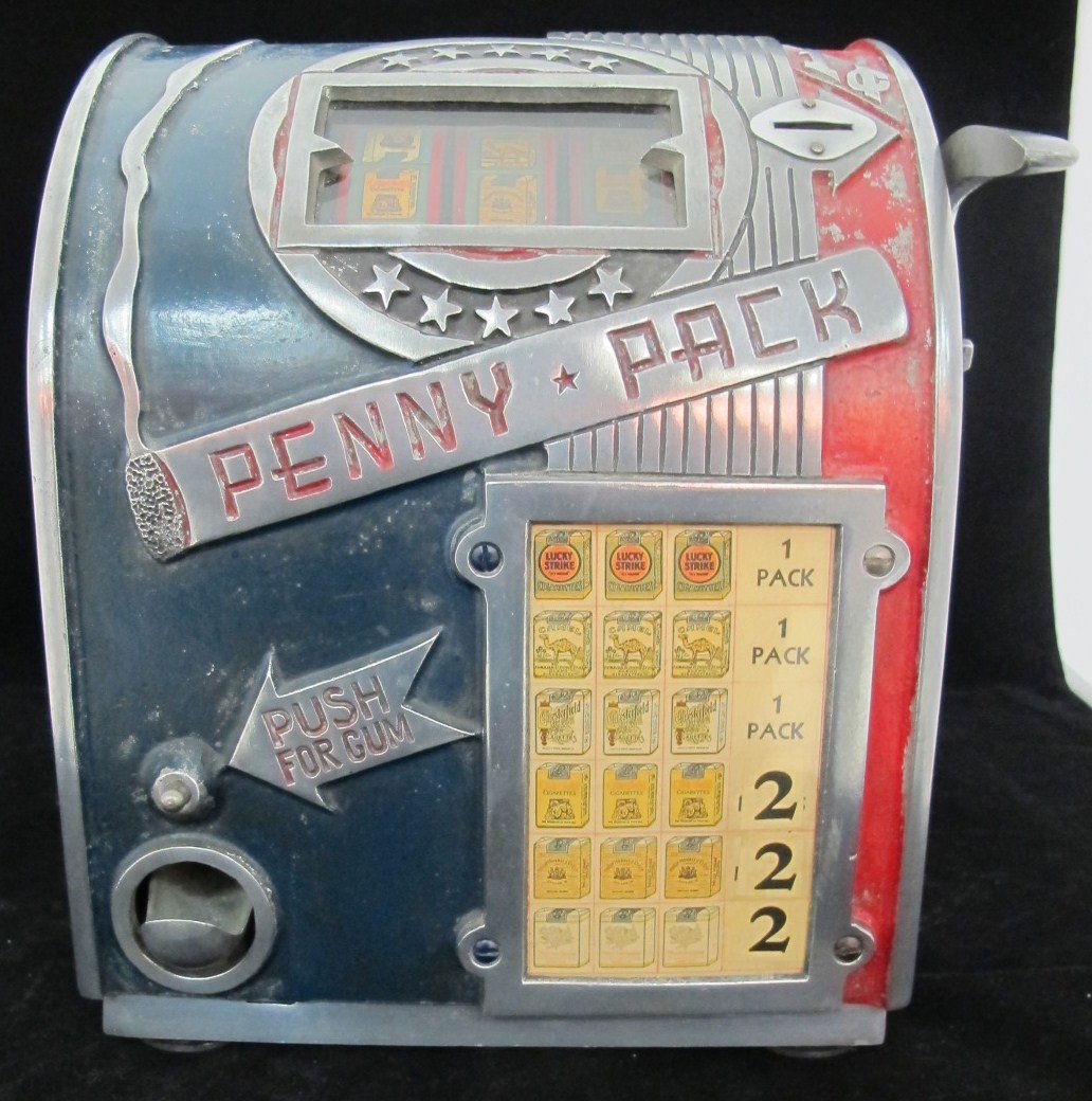 Daval Penny Pack Counter Top Coin-Op, ca 1940, Excellen: Daval Penny Pack Counter Top Coin-Op, ca 1940, Excellent Condition, 100% Working Mechanism