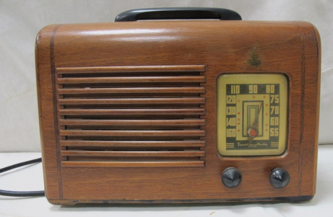 Wooden Inlaid Emerson & Promo Corp. Radio, Model 9LW344: Wooden Inlaid Emerson & Promo Corp. Radio, Model 9LW3442, Cabinet by Ingram