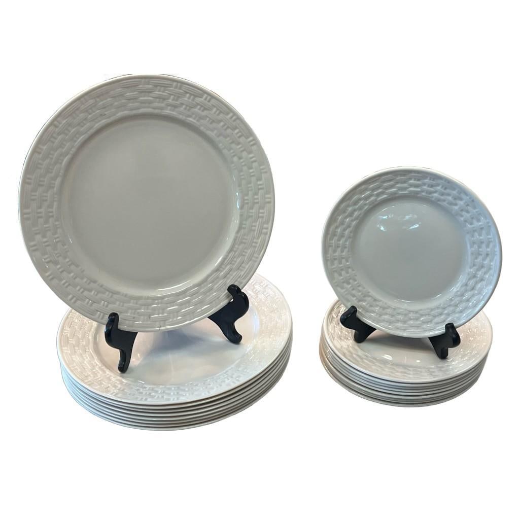 Collection of Belleek Ireland Everyday Dinner & Salad Plates: Collection of Belleek Ireland Everyday Dinner & Salad Plates. This set includes 9 dinner plates, each measuring approximately 10.75 inches in diameter, and 10 salad plates, each measuring about 7.5 in
