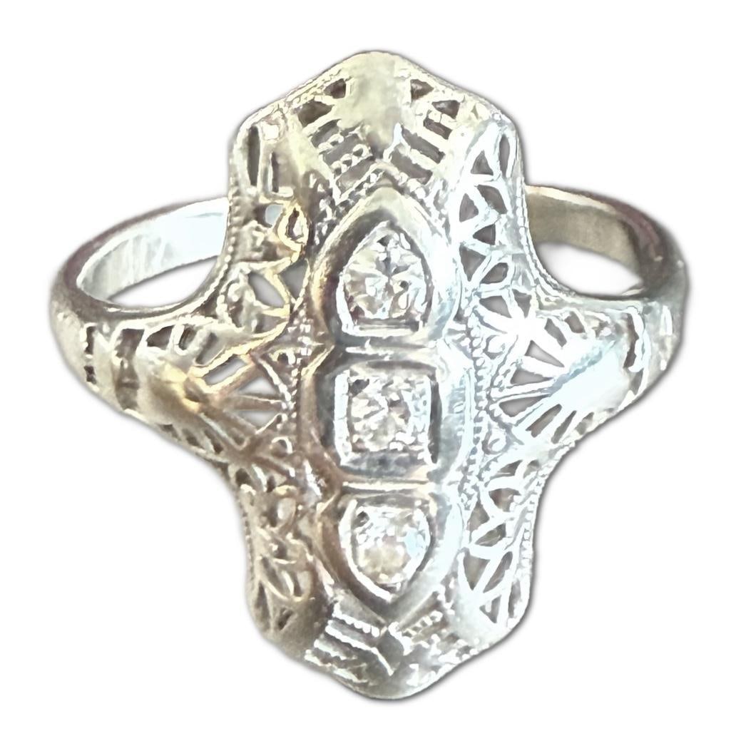 14k White Gold Antique Diamond Ring (1 of 1)