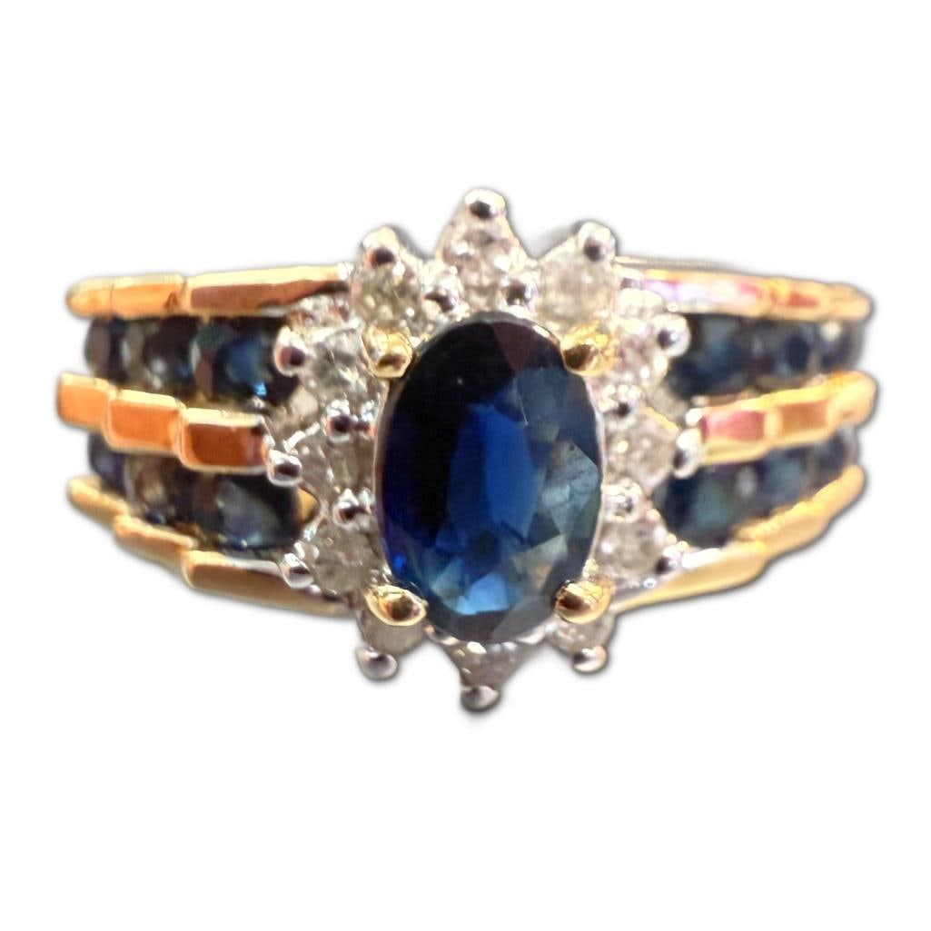 14k Yellow Gold Sapphire & Diamond Ring (1 of 2)