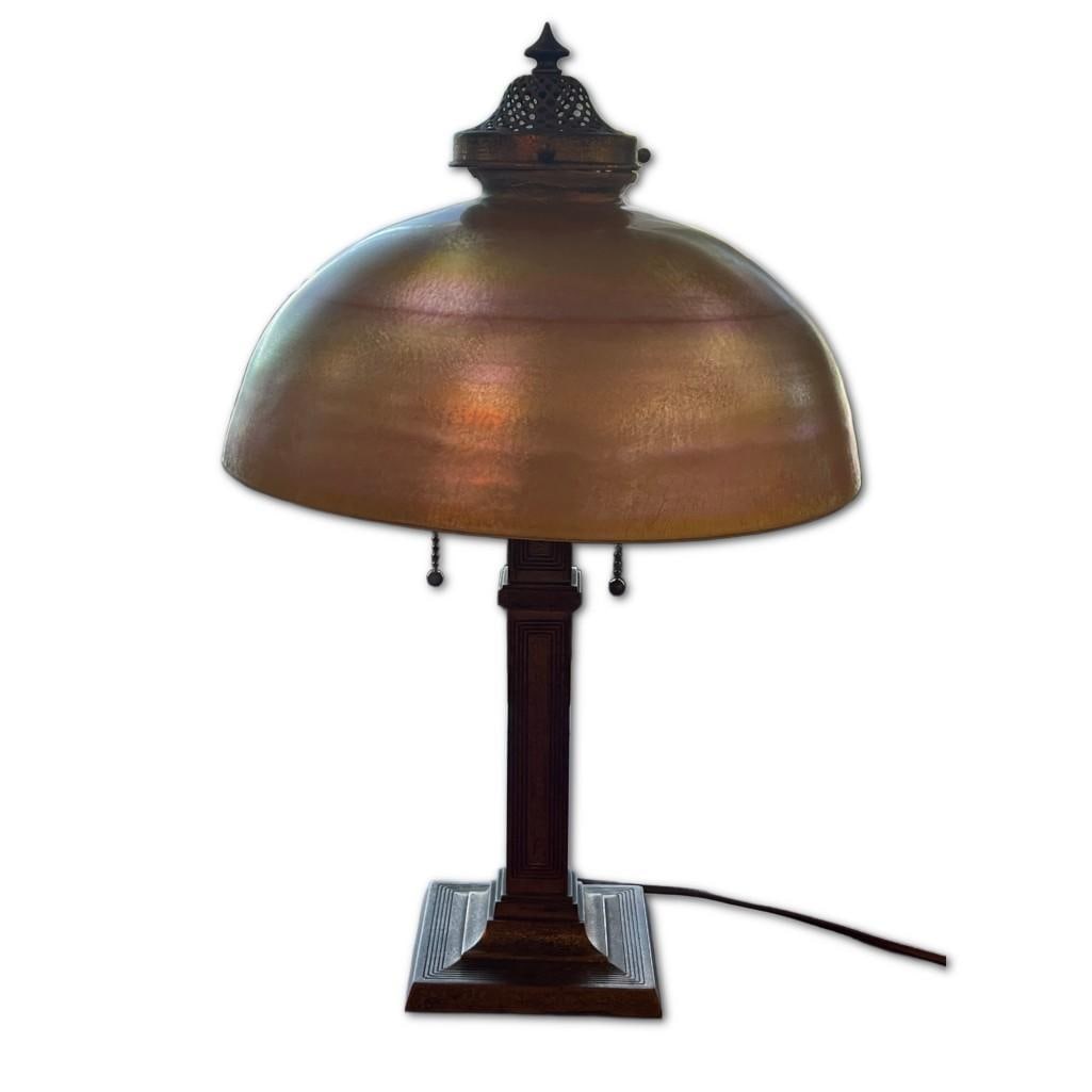 Louis Comfort Tiffany Favrile Glass Graduate Desk Lamp (1 of 4)