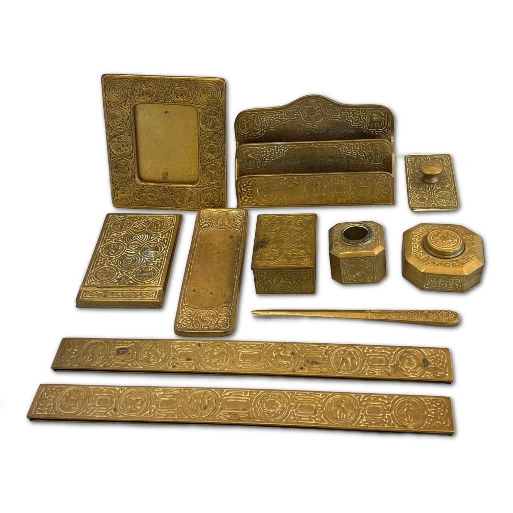 Tiffany Studios Bronze Zodiac Desk Set (1 of 1)