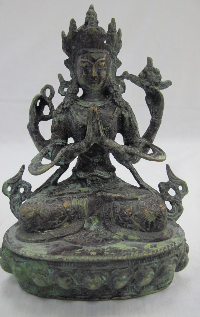 Chinese Brass Buddah, 6 1/2"h: Chinese Brass Buddah, 6 1/2"h