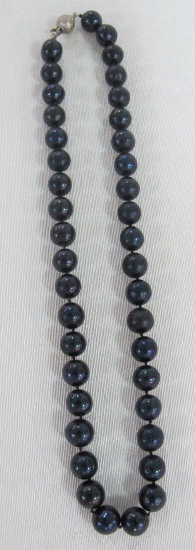 Chinese Freshwater Choker Length Black Pearl Necklace,: Chinese Freshwater Choker Length Black Pearl Necklace, 9x10mm