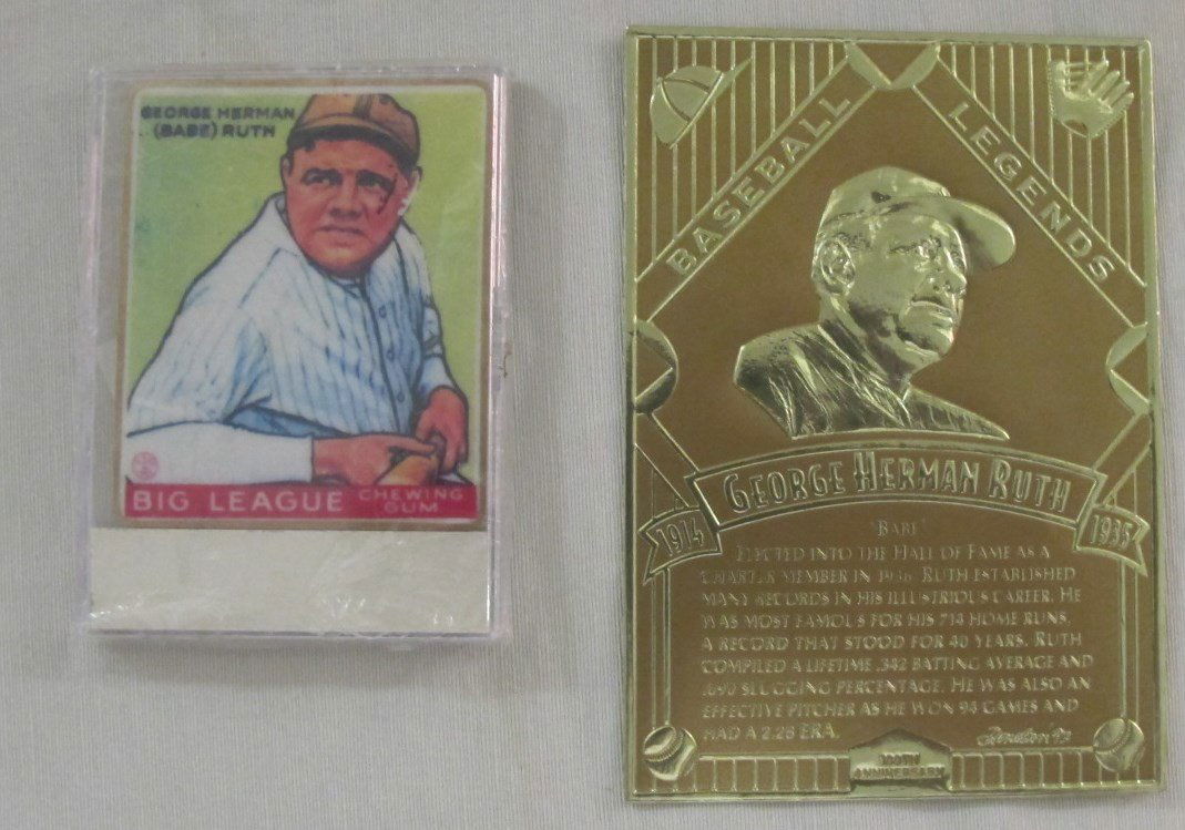 Babe Ruth Baseball Legend Gold Card and Babe Ruth Big L: Babe Ruth Baseball Legend Gold Card and Babe Ruth Big League Chewing Gum Card