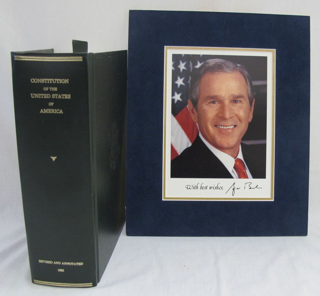 George W. Bush Signed Matted Photograph as President. : George W. Bush Signed Matted Photograph as President. Presented to Ms. Jackie Goff, Esquire in the Fall of 2001, when she became a member of the Bush Administration Senior Executive Service, at the ti