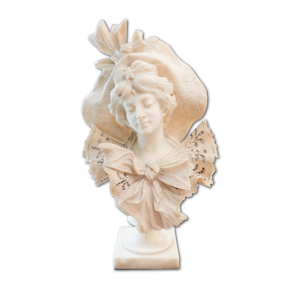 Art Nouveau Italian Carved Alabaster Bust (1 of 1)